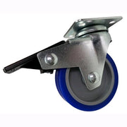 Ruote piroettanti per mobili rotelle Girevoli con Piastra per Carrelli 50 mm Con Freno BLU