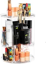 Organizzatore di cosmetici a 360 gradi rotante in plastica con design trasparente