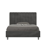 Letto imbottito 1 piazza e mezza 120x210 cm Agueda - Senza rete,Microfibra,Grigio