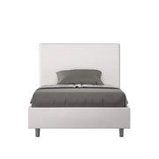 Letto una piazza e mezza con rete imbottito 110x200 similpelle bianco Focus