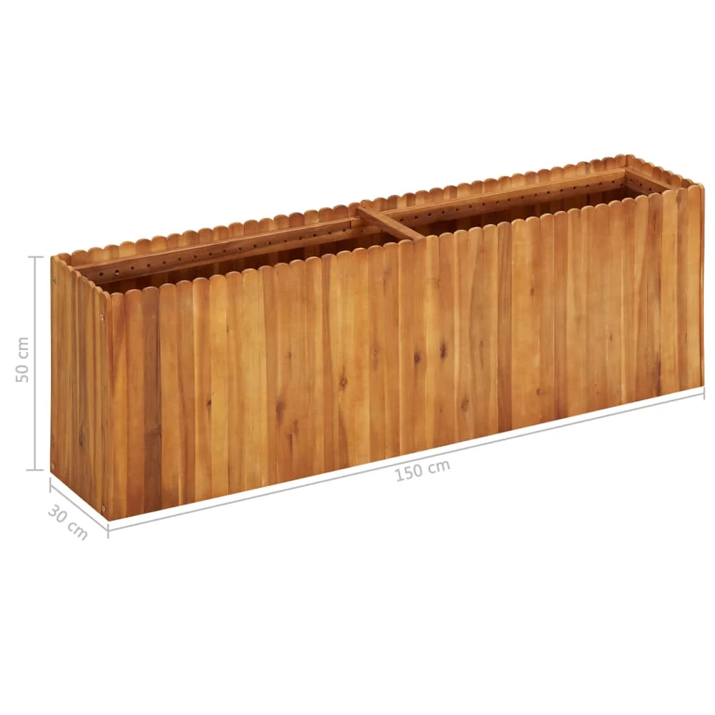 Fioriera rialzata per piante e fiori giardino 150 x 30 x 50 cm legno massello di acacia 02_0000999