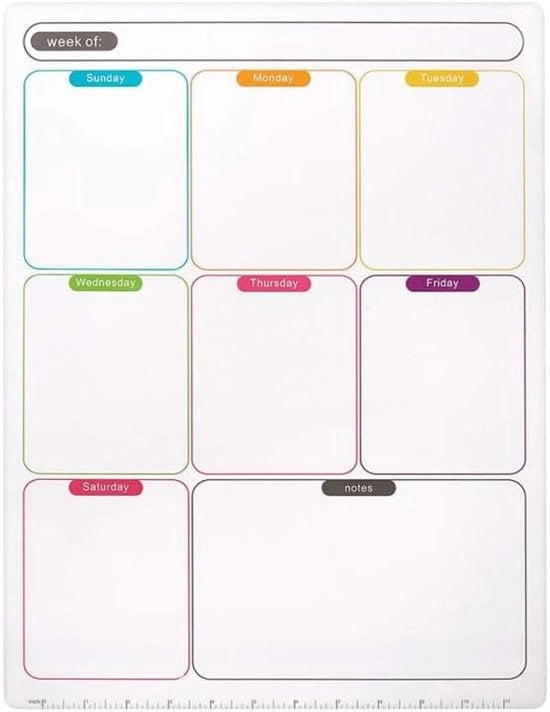 Pannello Magnetico per Frigorifero - Organizzatore Settimanale e Note - A4/A3