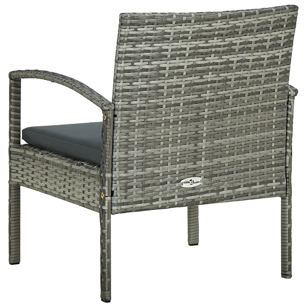 Sedia da Giardino con Cuscino in Polyrattan Grigio 45796