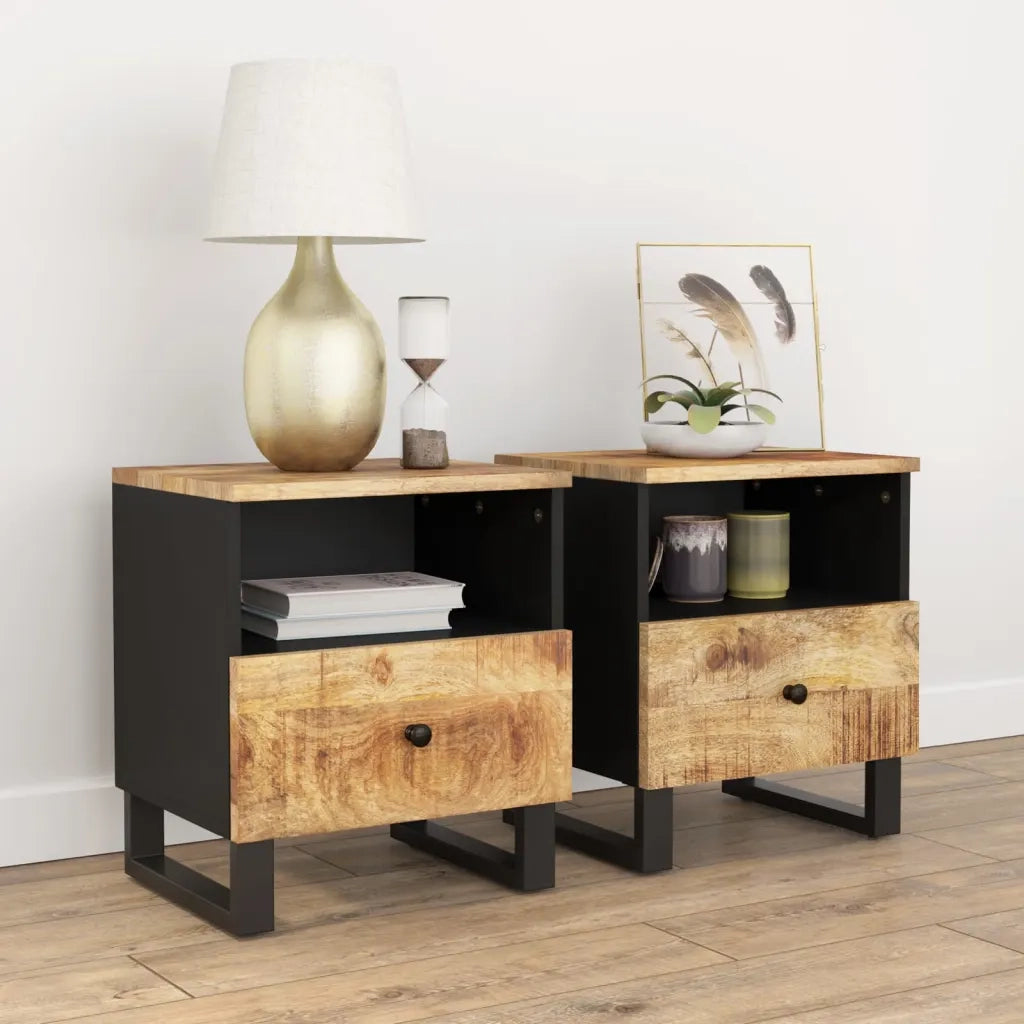 Comodini 2pz in Legno Massello di Mango e Legno Multistrato cod mxl 30601