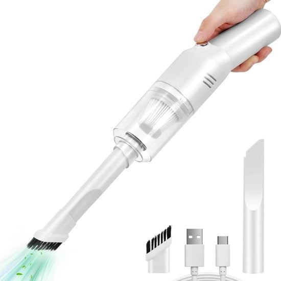 Mini-autostofzuiger portatile a batteria (400 g) 

Mini stufatore portatile a batteria, mini ma potente stufatore a batteria wireless per auto/bureaux V06/Bianco