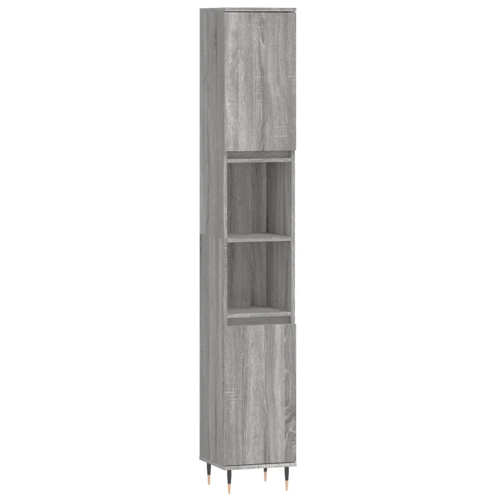 Set Mobili da Bagno 3 pz Grigio Sonoma in Legno Multistrato 3190219