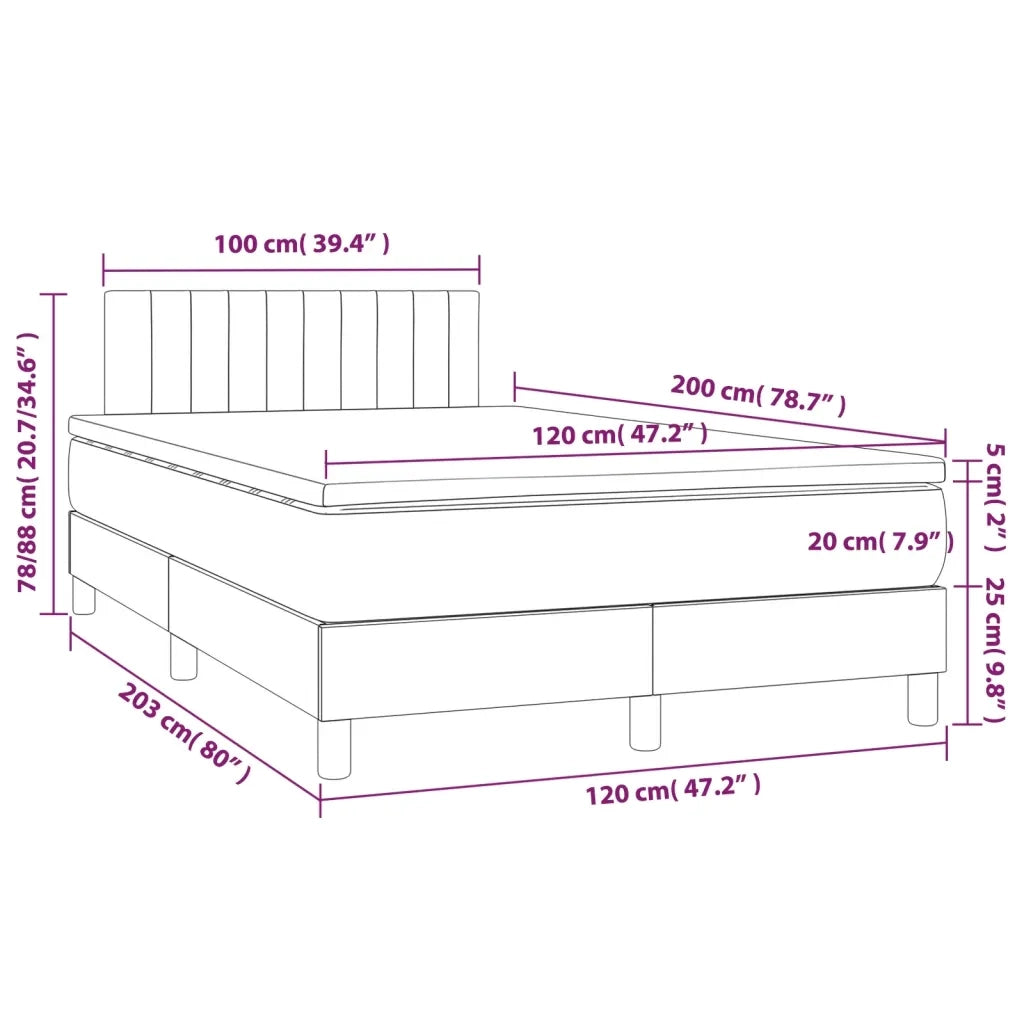 Letto a Molle con Materasso e LED Nero 120x200cm in Tessuto cod mxl 64016
