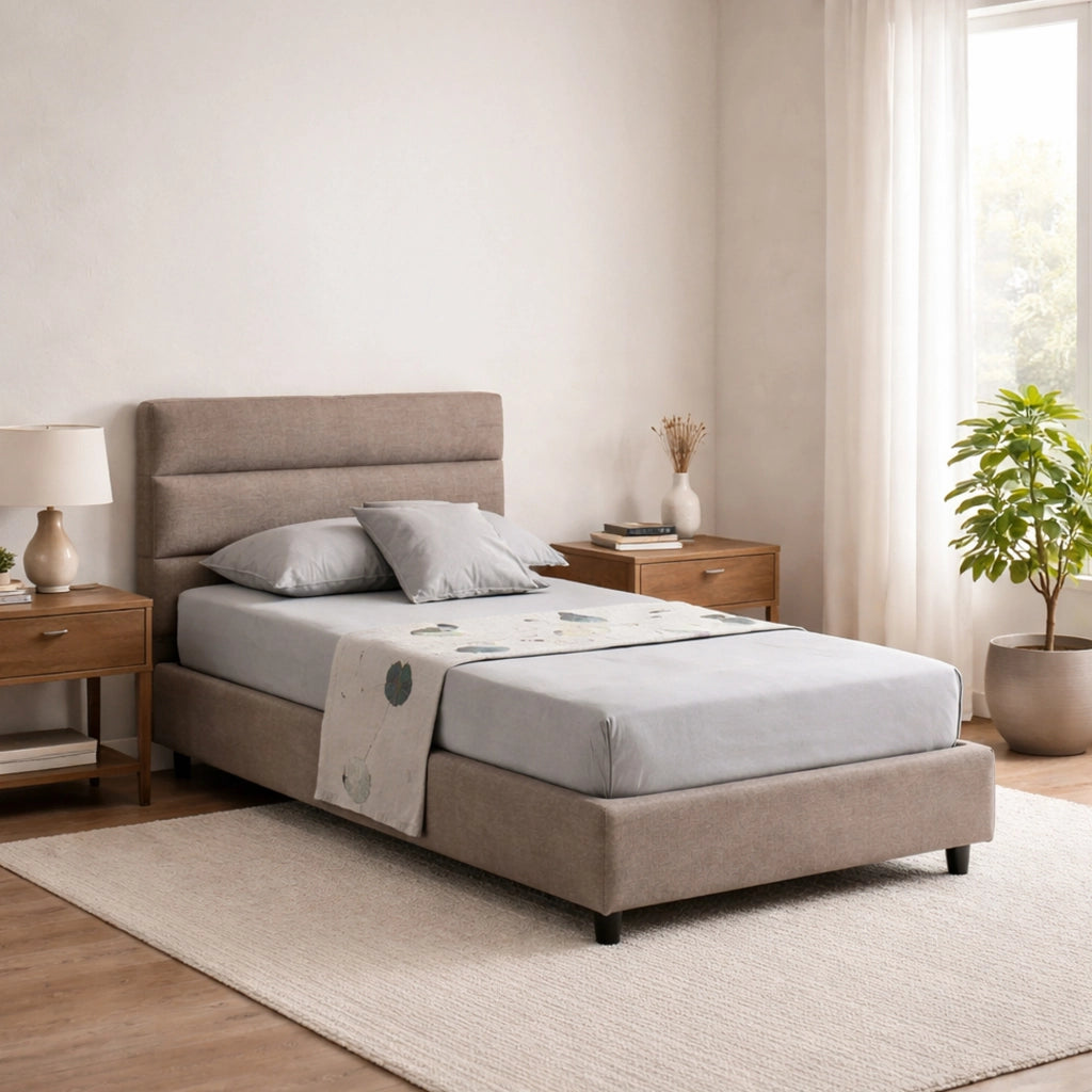 Adalpina, Letto Singolo Materasso Incluso Made in Italy, Grigio Tortora