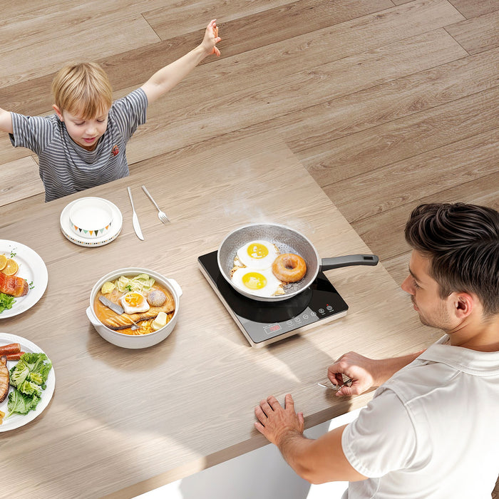 Piastra a Induzione 31x27x4,2 cm Potenza e Temperatura Regolabile con Pannello Touch in Plastica e Vetro Nero