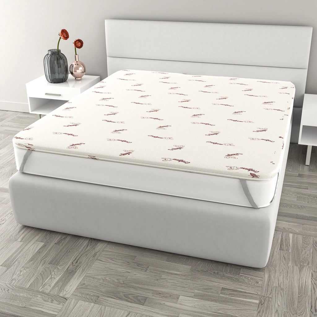 Topper Memory Con Fodera Matrimoniale 160x190 cm in Poliestere e Crabyon Bianco