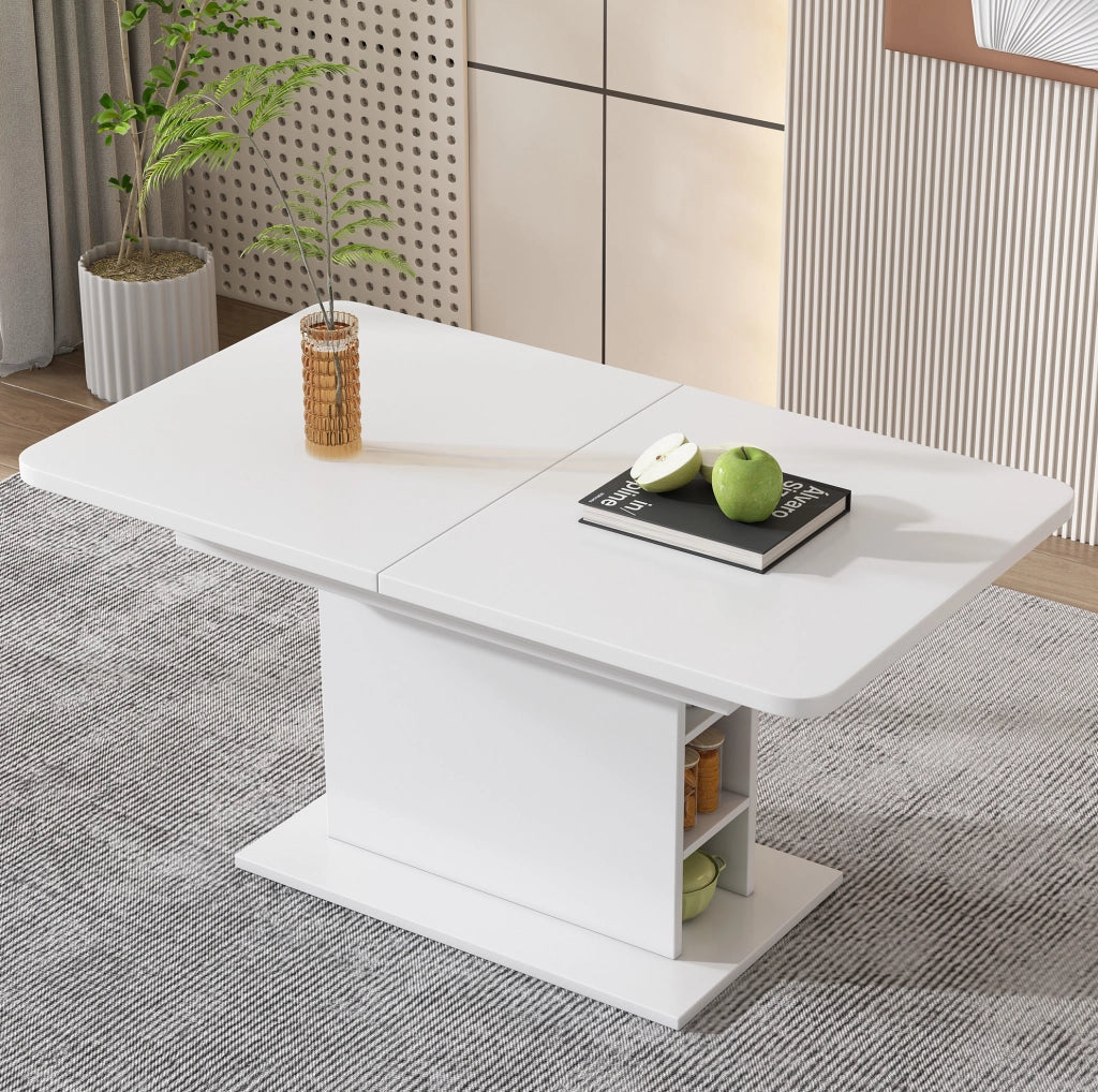 Set da pranzo estensibile beige con tavolo e sedie