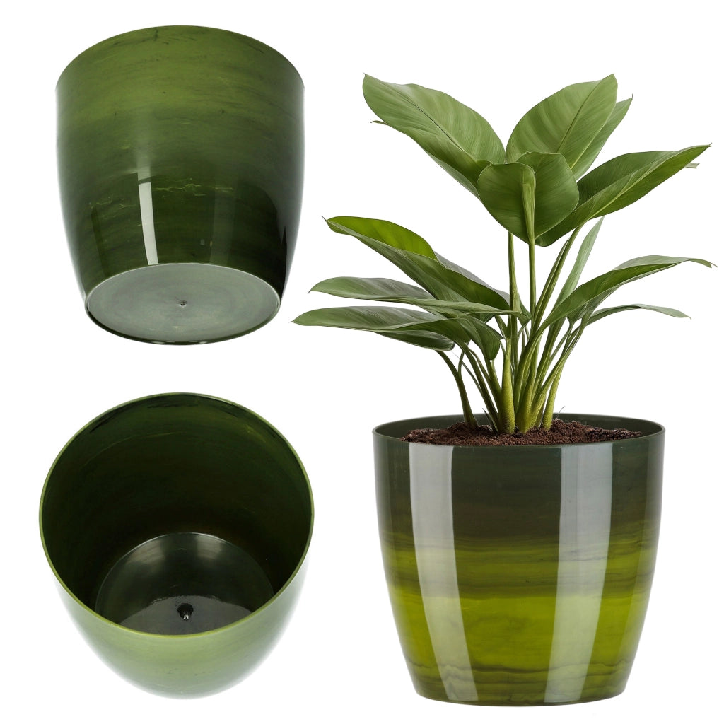 Coprivaso KADAX, rotondo, 12 cm, per soggiorno, verde marmorizzato.