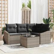 Set Divano da Giardino 5 pcs Grigio chiaro polyrattan