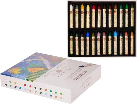 Set di pastelli ad olio a forma orizzontale con 24 pezzi e colori intensi extra