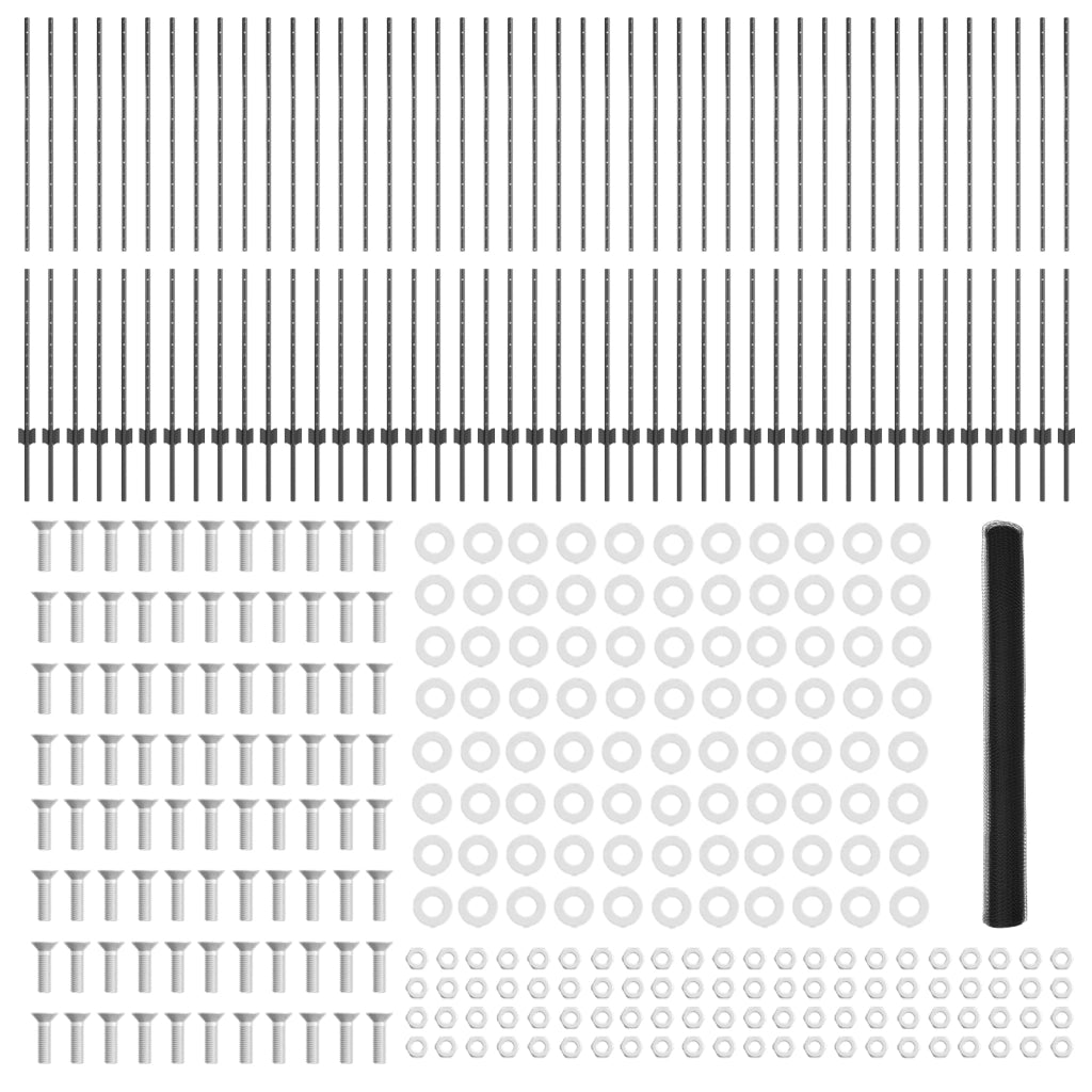 Pali di Recinzione  22 pz U-Channel Grigio 160 cm Acciaio