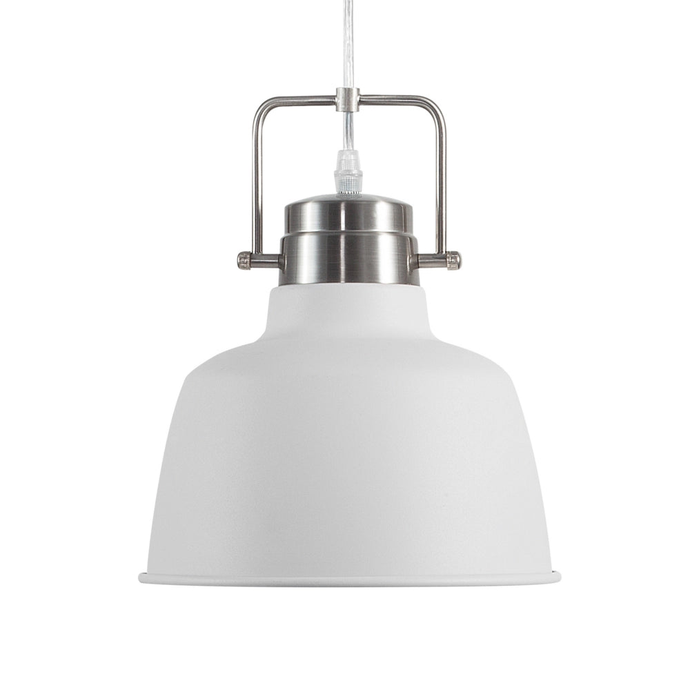 Lampada da Soffitto in Metallo Bianco 179 cm Lampada a Sospensione Paralume Industriale