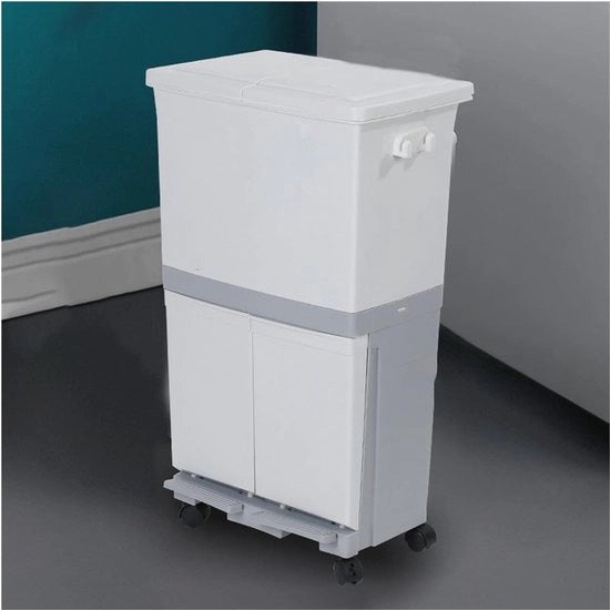 Cassetto Rifiuti 45L / 60L - 2 Livelli Cassetto Cucina con Ruote per Rifiuti Umidi e Secchi