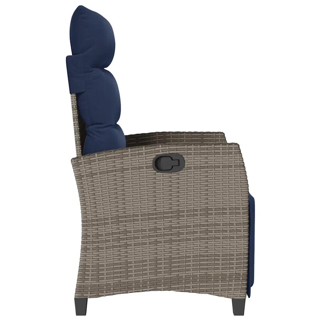 vidaXL Sedia Reclinabile da Giardino con Tavolino Grigio Polyrattan