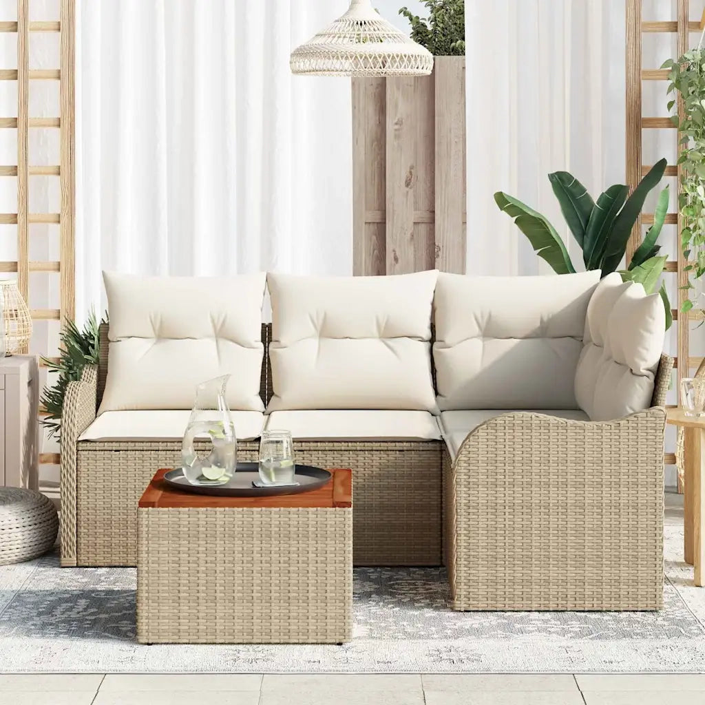 Set Divano da Giardino 5 pcs Beige e Crema polyrattan 3356118