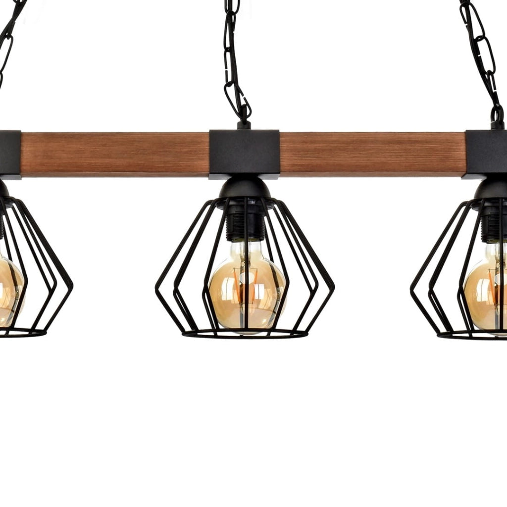 Lampadario ULF Milagro 3 luci E27 metallo/legno nero