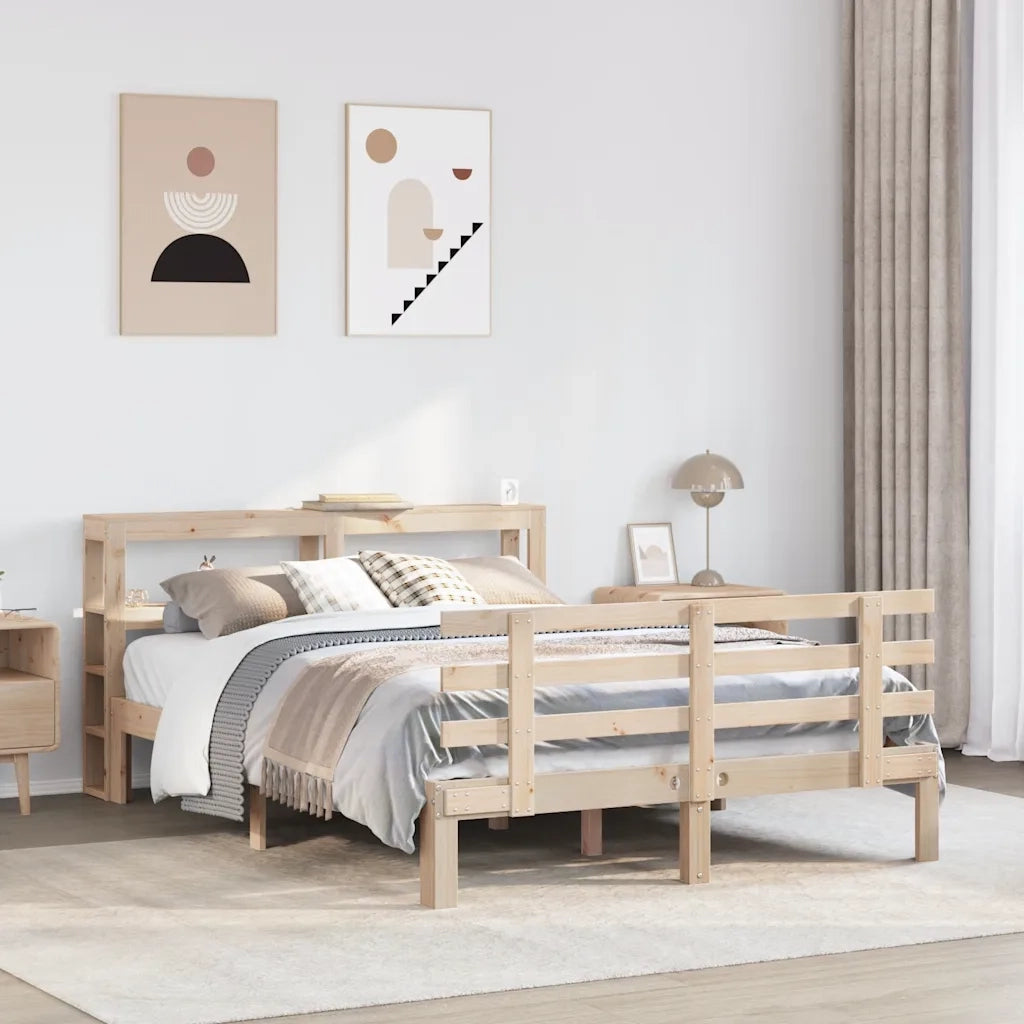 Giroletto con Testiera-Struttura Letto con testiera 140x190 cm in Legno Massello di Pino 447737