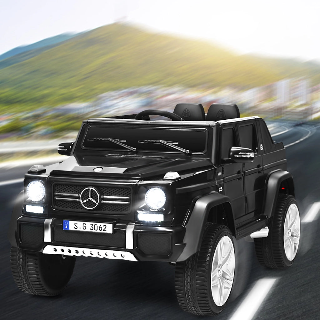Mercedes Benz Maybach G650-S 12 V per bambini con luci LED, Jeep a batteria con 2 portiere apribili Nero-Macchinine giocattoli