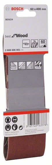 2608606001 - Set di nastri abrasivi da 3 pz. X440 60 x 400 mm, P60, BEST for LEGNO+VERNICE