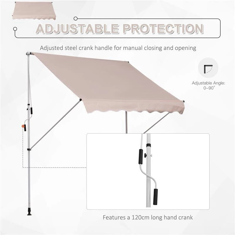 TENDA DA SOLE CON MANOVELLA E ANGOLO REGOLABILE 200 X 150 CM BEIGE