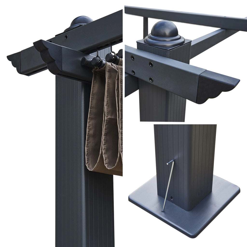 Pergola autoportante 3 × 4m CASSIS taupe - struttura in alluminio