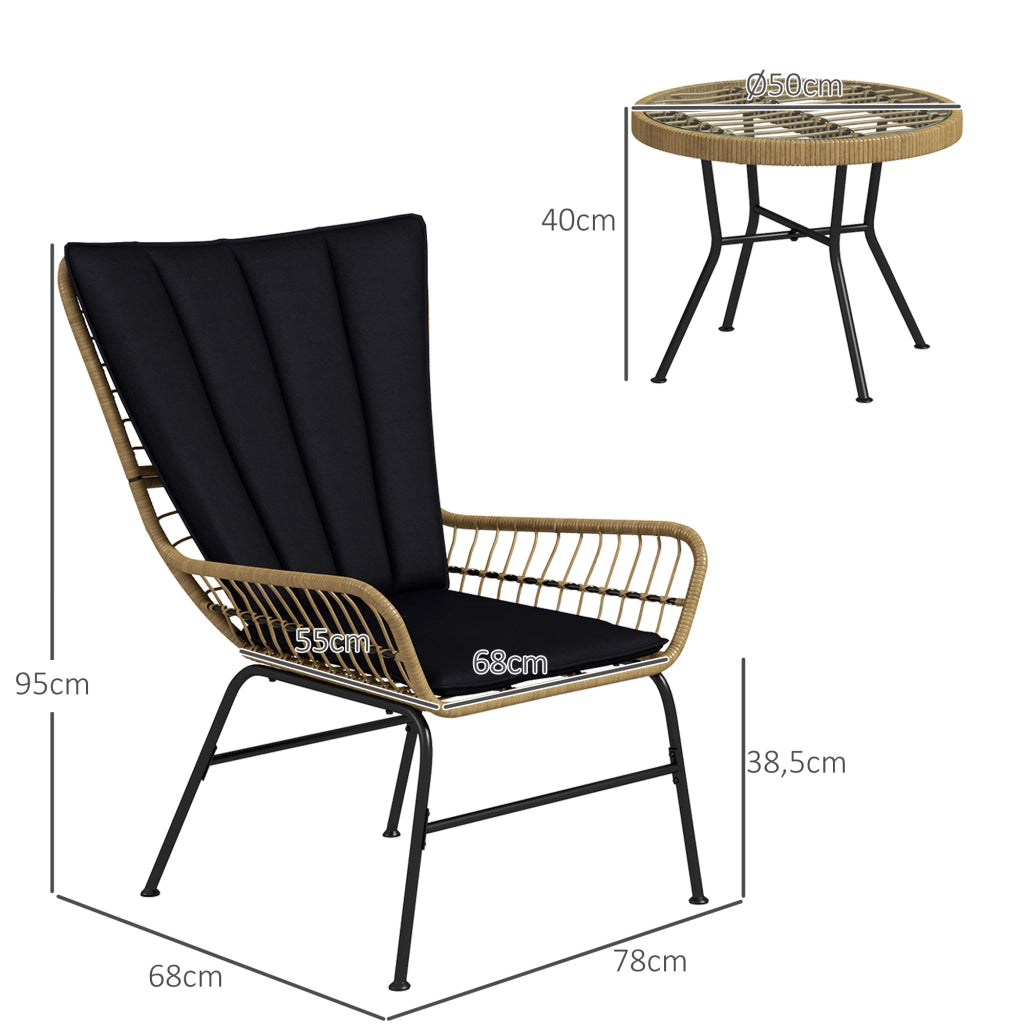 Set Bistrot per Balcone in Polipropilene ¨C zephmum ¨C 76x66x96 cm, Nero
