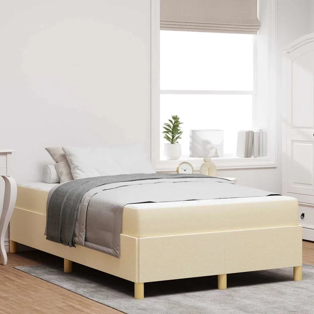 vidaXL Letto a molle con materasso Crema e Bianco 120 x 200 cm Tessuto