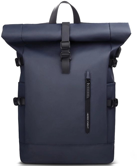 Zaino Rolltop Grande 23 L Zaino Laptop Wasserdigitale per Uomo Donna 15,6 Pollici con Collegamento USB Borsa da Scuola Leggero Borsa per Bicicletta Zaino Antifurto per Viaggi Business Università Tempo Libero Blu