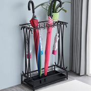 Paraplustandaard con 10 fori - Sostegno per ombrellone - Rimosso - Piatto di raccogliuta - Nero - Per uso domestico/ufficio - Sostegno per ombrello