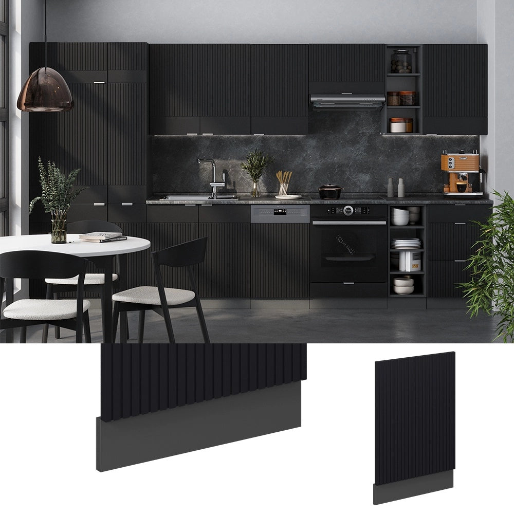 Pannello frontale Fame-Line Nero rigato/Antracite 45 cm, PL Marmo Vicco