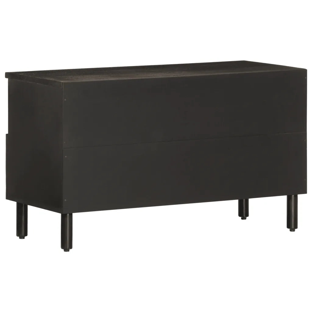 Mobile Porta TV Nero 80x33x46 cm in Legno Massello di Mango 356836