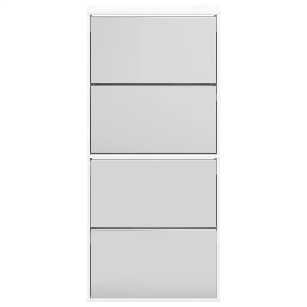 Scarpiera con Specchio a 4 Livelli Bianco lucido 63x17x134 cm 3228276