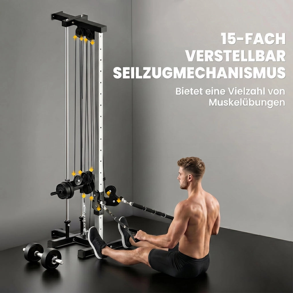Stazione di allenamento regolabile in altezza 25-165 cm ¨C Xylo ¨C Sistema dual pulley 62x60x200 cm nero