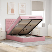 vidaXL Struttura Letto Pouf con Materassi Rosa 140x200 cm in Velluto