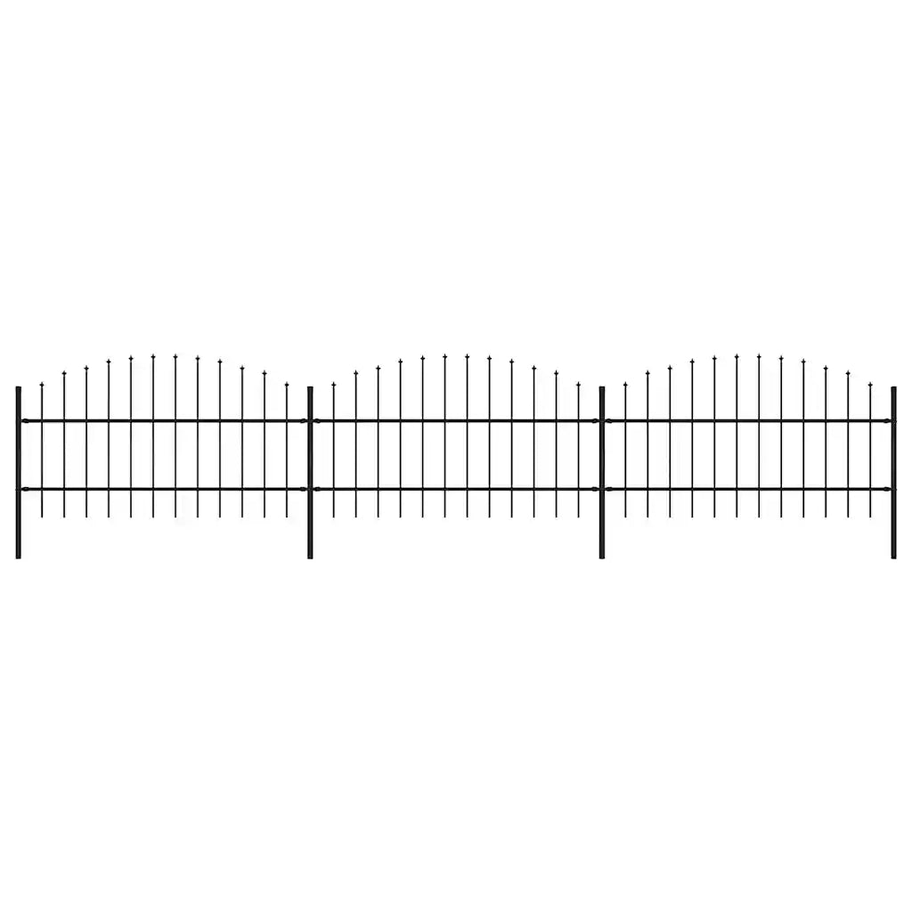 Recinzione da Giardino | Recinzione da cortile con Punta a Lancia in Acciaio 537x100 cm Nera