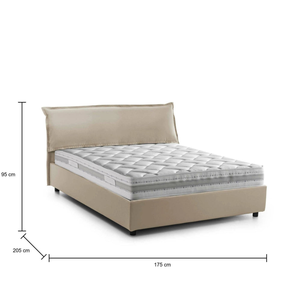 Letto Matrimoniale Amilcaren, Letto Matrimoniale Materasso Incluso Made in Italy, Beige