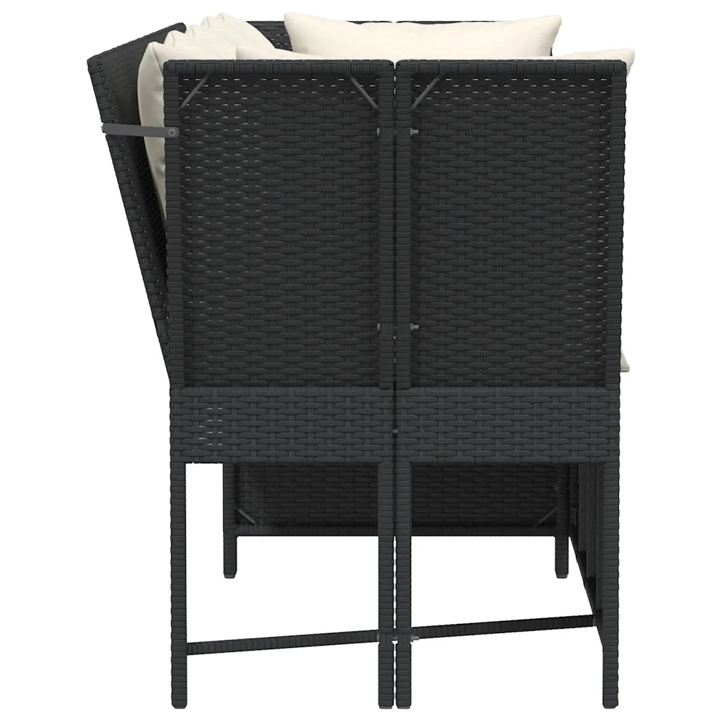 vidaXL Divano da Giardino con Cuscini in Polyrattan Nero