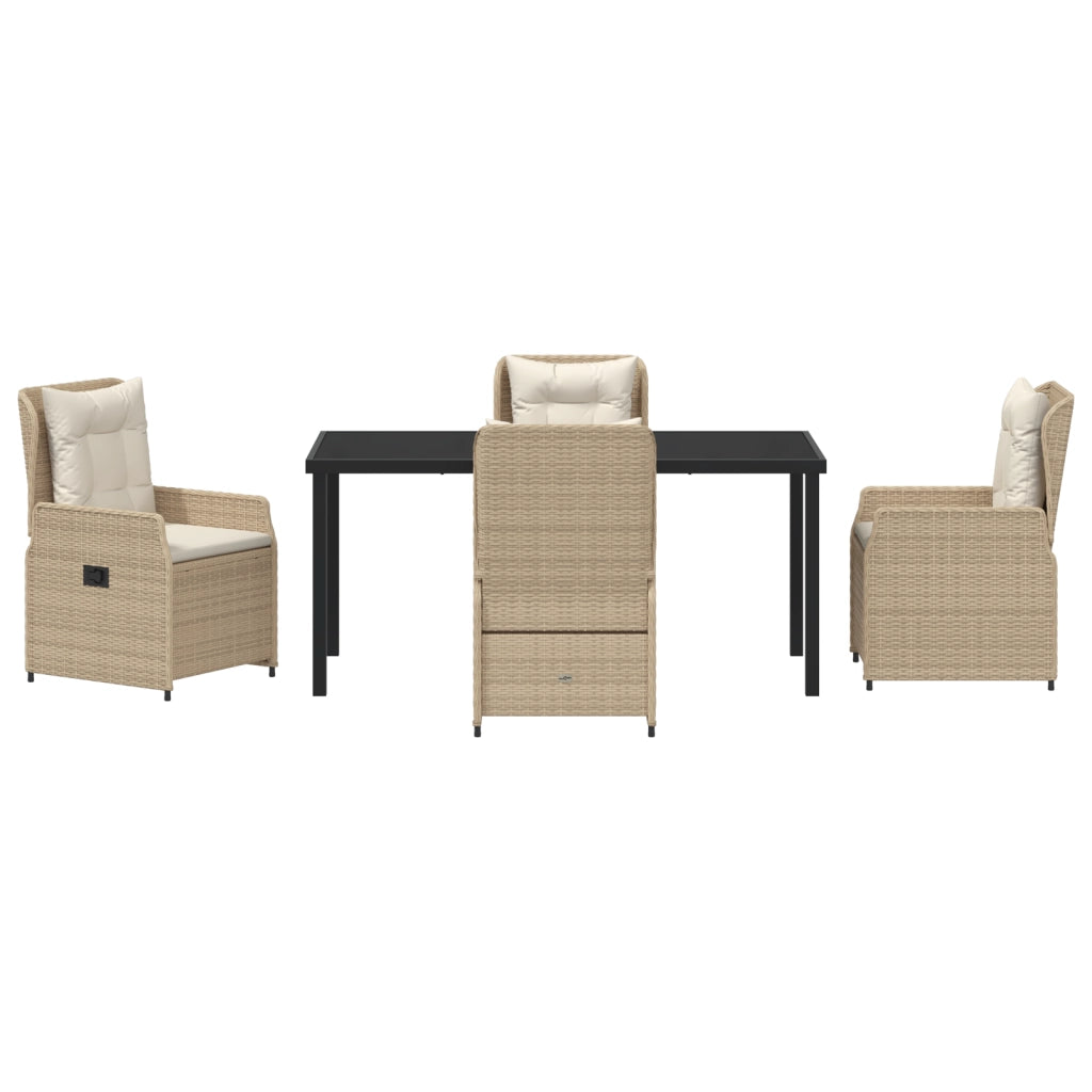 Set da Pranzo da Giardino da 5 Pezzi in Rattan Beige