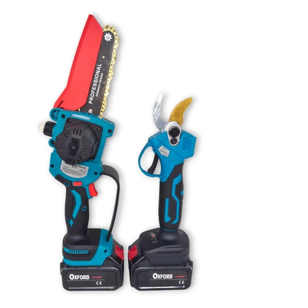 Kit Potatura 3 in 1 Motosega e Cesoia da 6" a Batteria con Asta Telescopica fino a 2 metri 2 Batterie Incluse