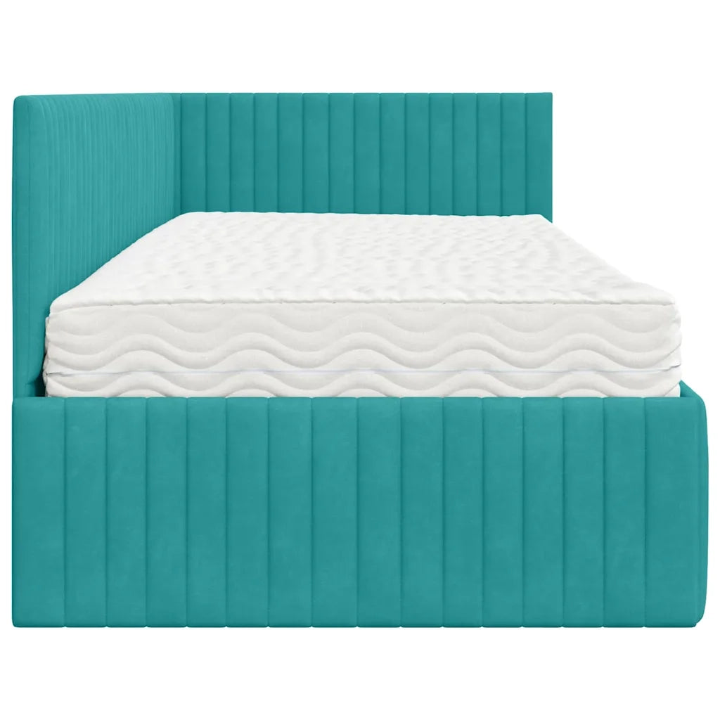 Struttura Letto Angolare con Materasso 2 pcs Turchese Velluto