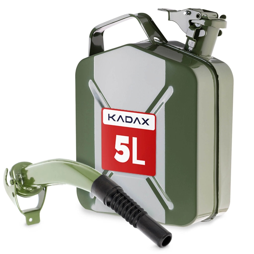 Tanica di carburante KADAX da 5 litri, contenitore per acqua e olio in metallo + imbuto