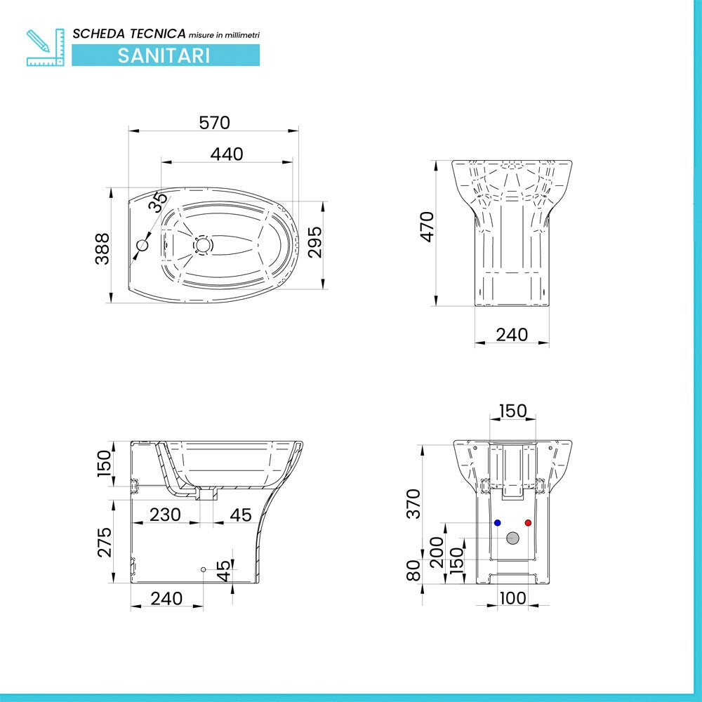 Set sanitari in ceramica bianco h 47 con apertura frontale Evolution Sanitosco