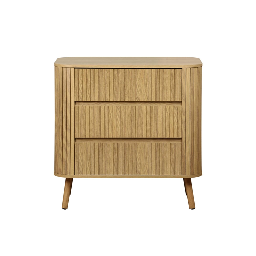 Cassettiera decorata con righe 3 cassetti, marrone naturale