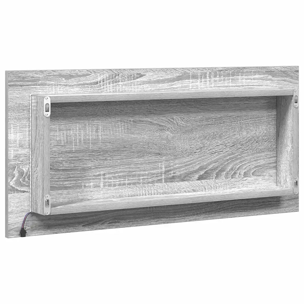 Specchio con luci a strisce a LED-Specchio da bagno Grigio sonoma alto 80 x 37 cm