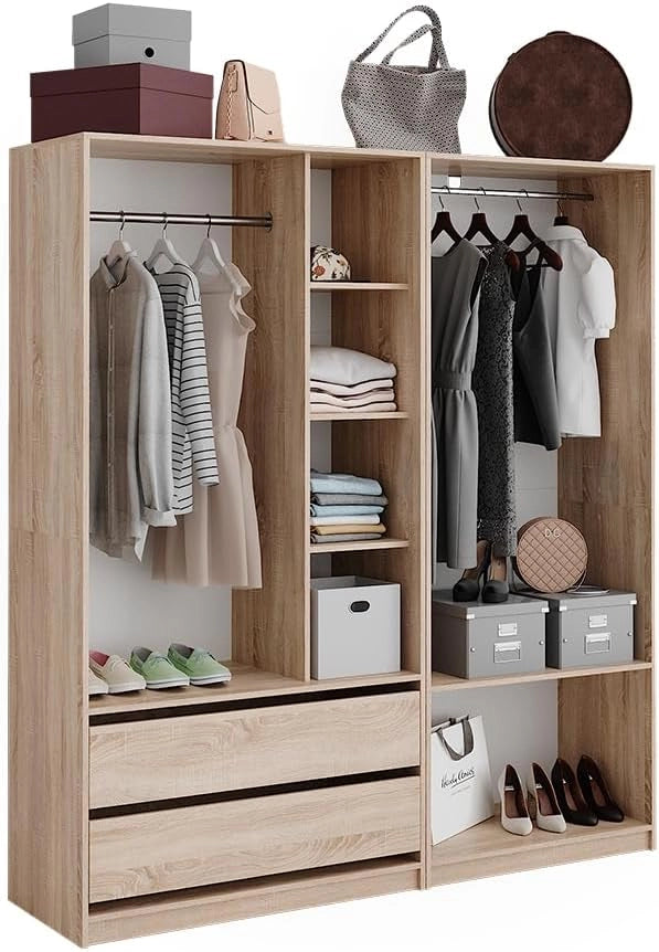 Armadio Elmo, Sonoma, 180 x 200 cm Set di 2, per una conservazione flessibile di diversi capi di abbigliamento