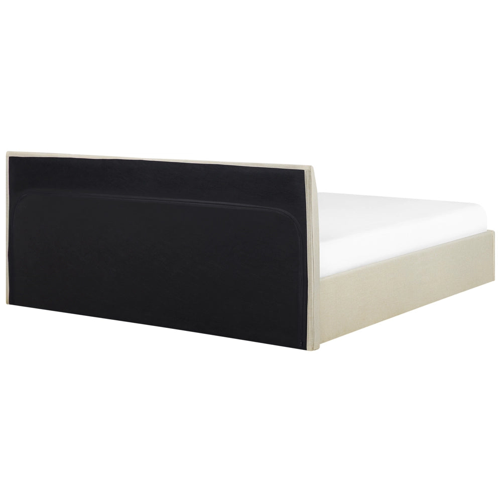 Struttura del letto Beige 180 x 200 cm con contenitore rialzato con testiera